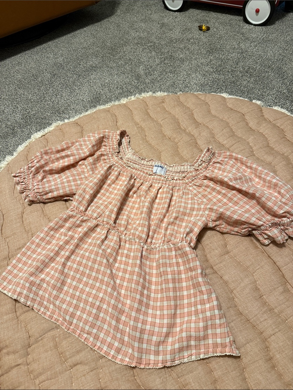 Old Navy Peach and Cream Smocked Blouse